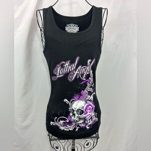 Lethal Angel skull graphic print racerback tank size XL
